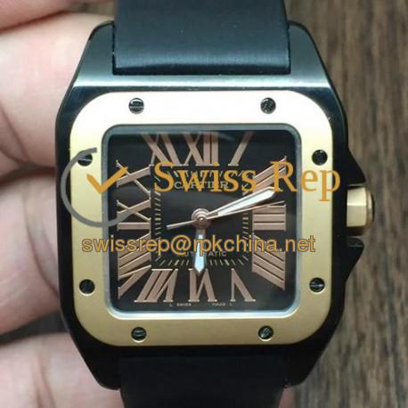 Replica Cartier Santos 100 33MM PVD Black Dial  Swiss 2836-2