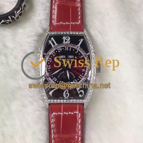 Replica Franck Muller Master Calendar Moonphase 5850 MCL Stainless Steel & Diamonds Black Dial Swiss 2800MC