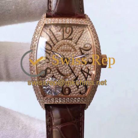 Replica Franck Muller FM 5850 SC D CD 5N Rose Gold & Diamonds Diamonds Dial Swiss 2824-2