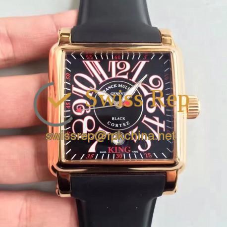 Replica Franck Muller Conquistador Cortez King 10000KSC ZX Rose Gold Black & Red Dial Swiss 2824-2