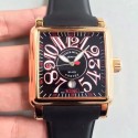 Replica Franck Muller Conquistador Cortez King 10000KSC ZX Rose Gold Black & Red Dial Swiss 2824-2