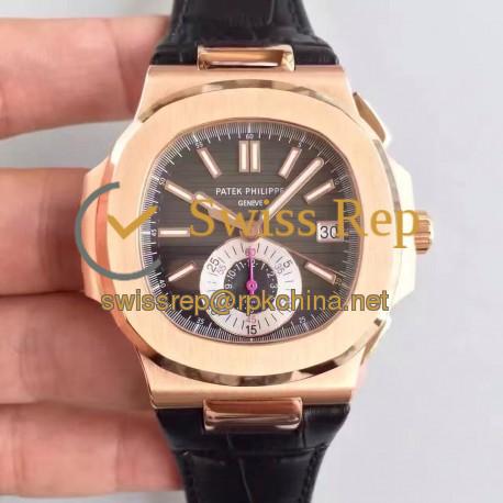 Replica Patek Philippe Nautilus Chronograph 5980R JF Rose Gold Black Dial Swiss CH28-520C