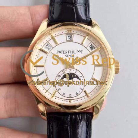 Replica Patek Philippe Annual Calendar 5205G-001 Yellow Gold White Dial Swiss 324SQALU 24H/206