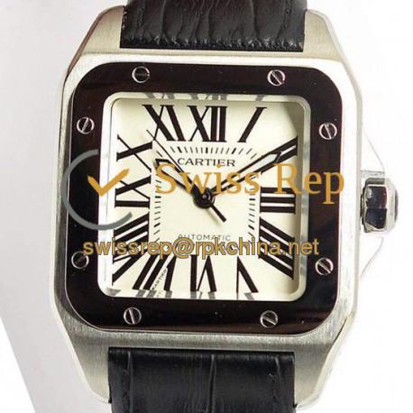 Replica Cartier Santos 100 Midsize Stainless Steel White Dial Swiss 2836-2