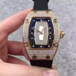 RM07 Ladies Rose Gold & Diamonds Black & Diamonds Dial M6T51