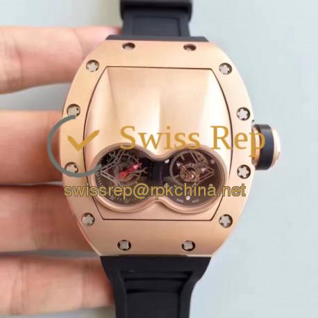 Replica Richard Mille RM053 Pablo MacDonough Tourbillon Rose Gold Black Dial Swiss 2824-2