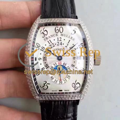 Replica Franck Muller Cintree Curvex FM 7880 Stainless Steel & Diamonds White Dial Swiss 2824-2