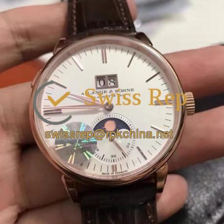 Replica A. Lange & Sohne Saxonia Moon Phase 384.032 GF Rose Gold White Dial Swiss L086.5