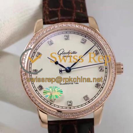 Replica Glashutte Original Senator Excellence 1-36-01-02-05-01 GF Rose Gold & Diamonds White & Diamonds Dial Swiss Calibre 36-01