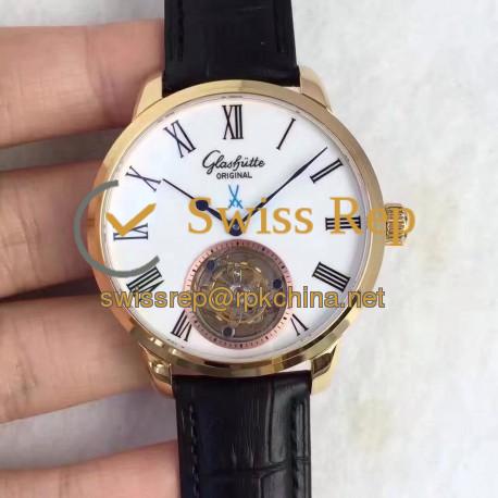 Replica Glashutte Original Senator Meissen Tourbillon 1-94-11-01-01-04 Yellow Gold White Dial Swiss Tourbillon