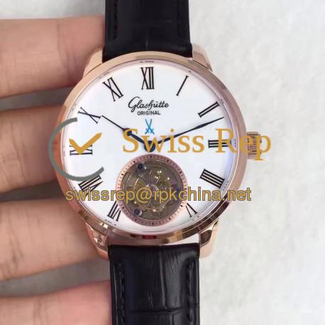 Replica Glashutte Original Senator Meissen Tourbillon 1-94-11-01-01-04 Rose Gold White Dial Swiss Tourbillon