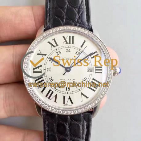 Replica Ronde Solo De Cartier W6701010 42MM TW Stainless Steel & Diamonds White Dial Swiss 2892