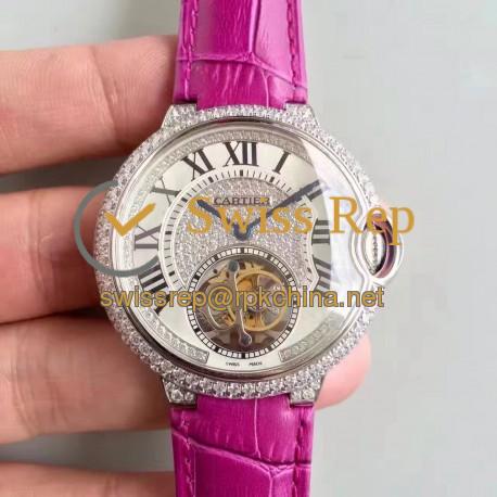 Replica Ballon Bleu De Cartier Flying Tourbillon HPI00716 39MM TF Stainless Steel & Diamonds Diamonds Dial Swiss 9452MC