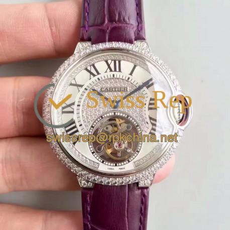 Replica Ballon Bleu De Cartier Flying Tourbillon HPI00716 39MM TF Stainless Steel & Diamonds Diamonds Dial Swiss 9452MC