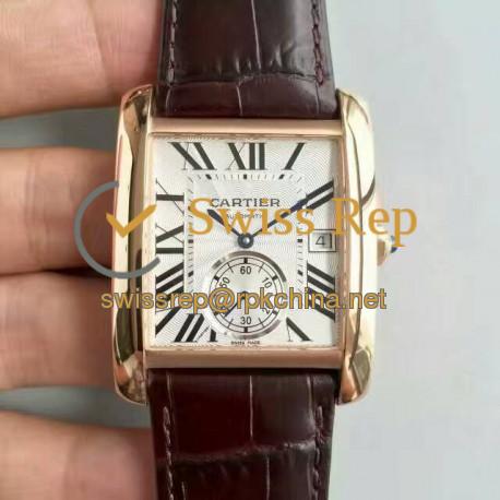 Replica Cartier Tank MC WGTA0014 JF Rose Gold White & Black Dial Swiss 1904MC