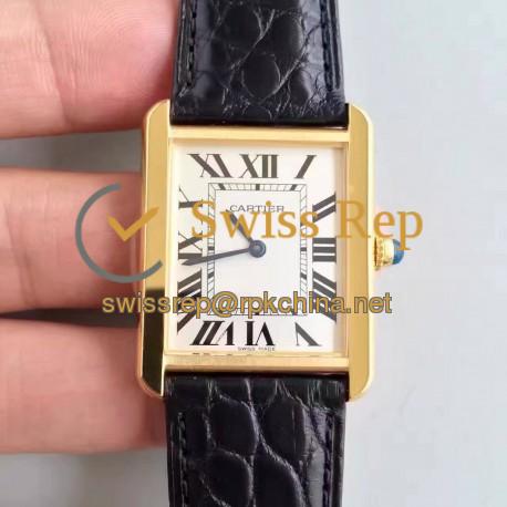 Replica Cartier Tank Solo Ladies W5200025 27MM x 34MM TW Yellow Gold White Dial Swiss Quartz