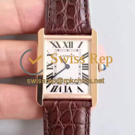 Replica Cartier Tank Solo Ladies W5200025 27MM x 34MM TW Rose Gold White Dial Swiss Quartz