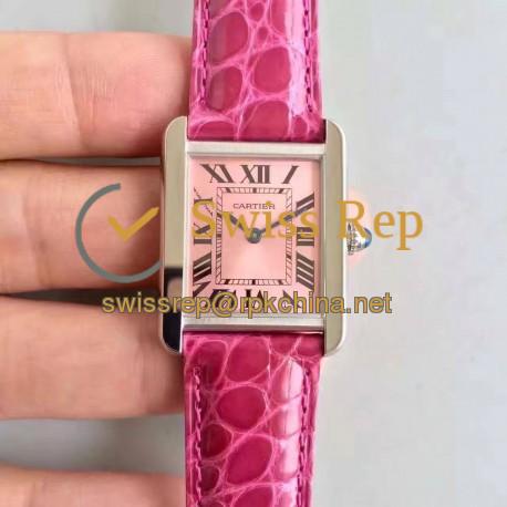 Replica Cartier Tank Solo Ladies W5200000 24MM x 31MM TW Stainless Steel  Pink Dial Swiss Quartz