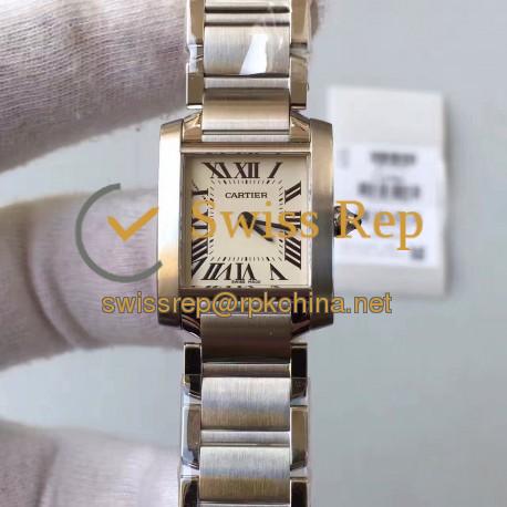 Replica Cartier Tank Francaise Ladies W51008Q25 20MM x 35MM TW Stainless Steel White Dial Swiss Quartz