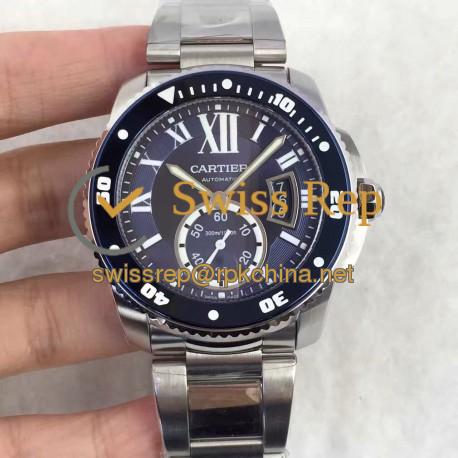 Replica Calibre De Cartier Diver W7100057 42MM TF Stainless Steel Blue Dial M9015