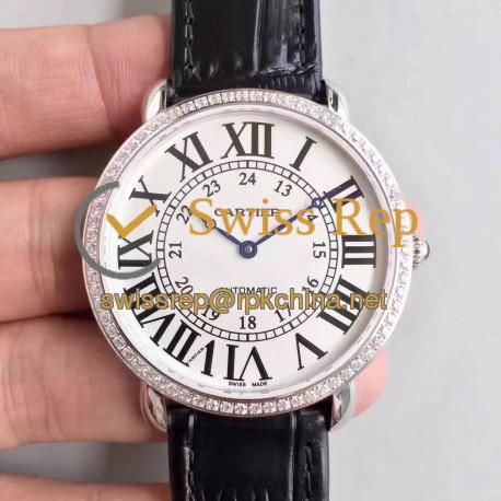 Replica Ronde Luis Cartier WR000551 36MM UT Stainless Steel & Diamonds White Dial Swiss 430MC