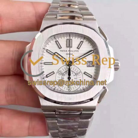 Replica Patek Philippe Nautilus Chronograph 5980 JF Stainless Steel White Dial Swiss CH28-520C