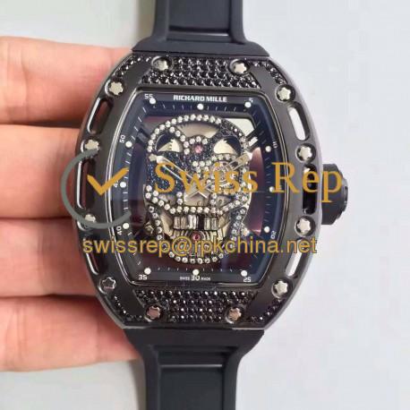 Replica Richard Mille RM052 SF PVD & Black Diamond Diamond Skull Dial M6T51