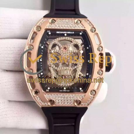 Replica Richard Mille RM052 SF Rose Gold & Diamond Diamond Skull Dial Swiss M6T51