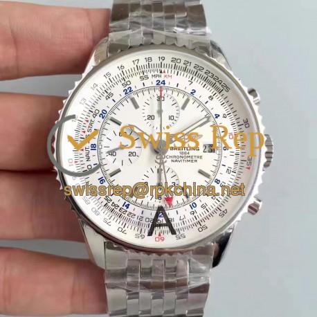 Replica Breitling Navitimer World A2432212/G571-443A JF Stainless Steel White Dial Swiss 7750