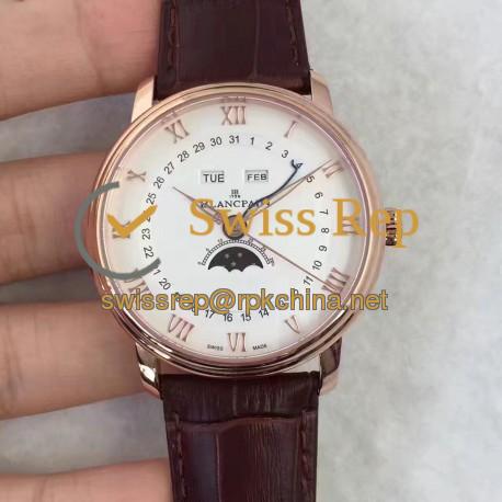 Replica Blancpain Villeret 6654A-1127-55B BF Rose Gold White Dial Swiss 6654