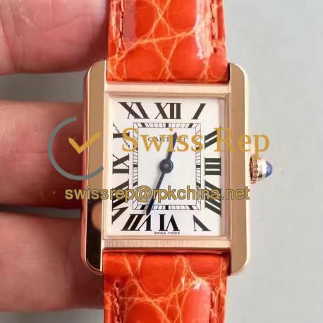 Replica Cartier Tank Solo Ladies W5200003 27MM x 34MM TW Rose Gold White Dial Swiss Quartz