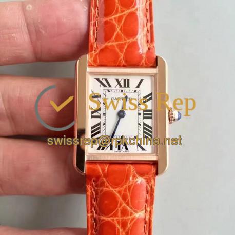 Replica Cartier Tank Solo Ladies W5200005 24MM x 31MM TW Rose Gold White Dial Swiss Quartz