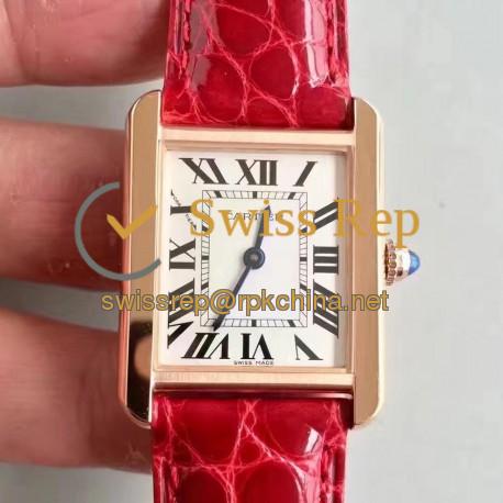 Replica Cartier Tank Solo Ladies W5200003 27MM x 34MM TW Rose Gold White Dial Swiss Quartz