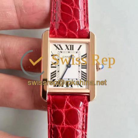 Replica Cartier Tank Solo Ladies W5200005 24MM x 31MM TW Rose Gold White Dial Swiss Quartz