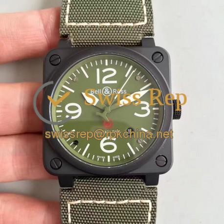 Replica Bell & Ross Aviation Military Type BR 03-92 ZF PVD Green Dial M9015