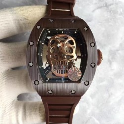 RM052 KVF Brown Ceramic & Rose Gold Gold Skull Dial M6T51