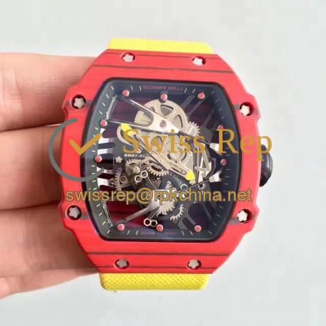 Replica Richard Mille RM27-02 KV Red Forged Carbon Black & Skeleton Dial M9015