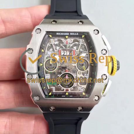 Replica Richard Mille RM011-03 KV V2 Stainless Steel Black Skeleton Dial Swiss 7750