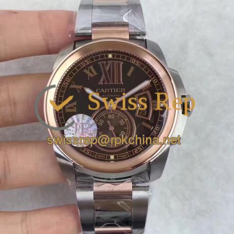 Replica Cartier Calibre de Cartier W7100036 42MM JF Stainless steel & Rose Gold Brown Dial Swiss Calibre 1904-PS MC