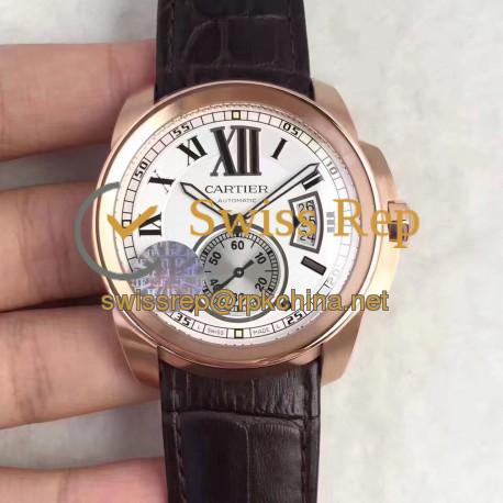 Replica Cartier Calibre de Cartier W7100039 42MM JF Rose Gold White Dial Swiss Calibre 1904-PS MC