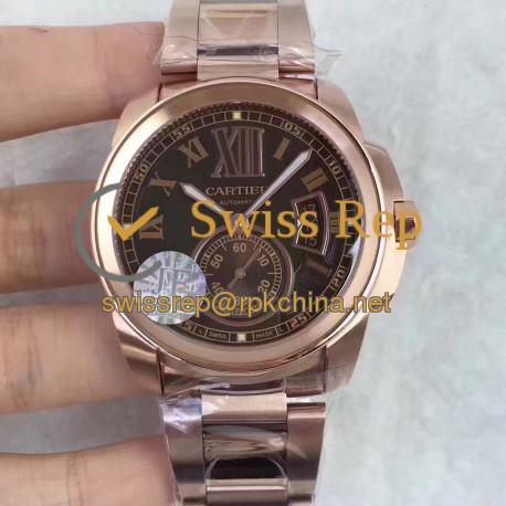 Replica Cartier Calibre de Cartier W7100018 42MM JF Rose Gold Brown Dial Swiss Calibre 1904-PS MC