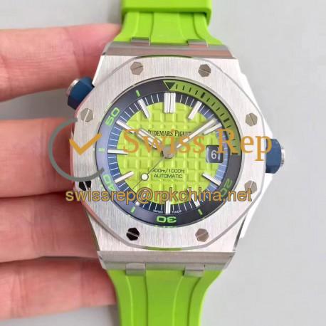 Replica Audemars Piguet Royal Oak Offshore Diver 15710ST.OO.A038CA.01 JF Stainless Steel Green Dial Swiss 3120