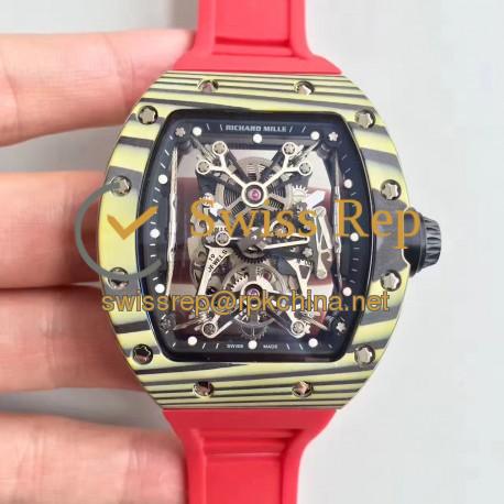 Replica Richard Mille RM50-27-01 NTPT KV Yellow Forged Carbon Black & Skeleton Dial M9015