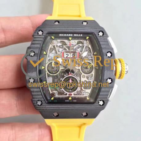 Replica Richard Mille RM011-03 Flyback Chronograph KV Forged Carbon Black Skeleton Dial Swiss 7750