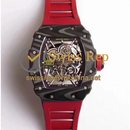 Replica Richard Mille RM35-02 Rafael Nadal KV Forged Carbon Black & Skeleton Dial M6T51