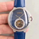 Replica Cartier Ladies Ballon Bleu Flying Tourbillon TF Stainless Steel & Diamonds Blue Dial Swiss 9452MC