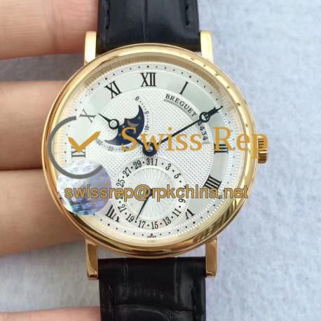 Replica Breguet Classique Moonphase 4434 VF Yellow Gold Silver Dial Swiss Caliber 5165R