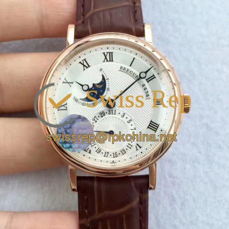 Replica Breguet Classique Moonphase 4434 VF Rose Gold Silver Dial Swiss Caliber 5165R