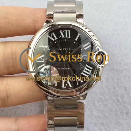 Replica Cartier Ballon Bleu 42MM W6920042  JF Stainless Steel Black Dial Swiss 2824-2