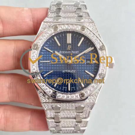 Replica Audemars Piguet Royal Oak 15400 N Stainless Steel & Diamond Blue Dial Swiss 3120